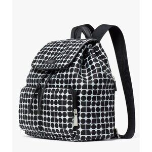 New Kate Spade Noel Medium Backpack Jacquard Fabric Black Multi